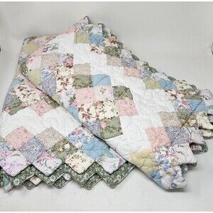 JC Penney Quilted Patchwork Pillow Shams Set of 2 King Cotton Cottagecore Whimsy